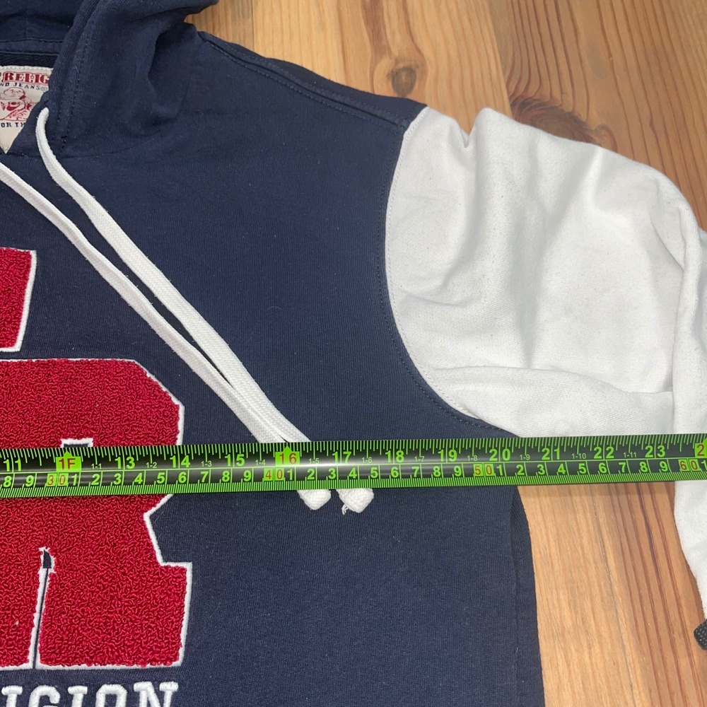 True Religion Hoodie Mens Size S/P Pullover Long Sleeve Blue Red White - Picture 7 of 11